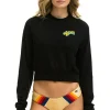 Sweatshirts | Aviator Nation ASPEN EMBROIDERY CROPPED CREW SWEATSHIRT - BLACK