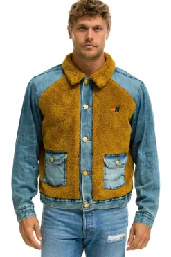 Denim | Denim | Aviator Nation ASPEN SHERPA UNISEX DENIM JACKET - MEDIUM VINTAGE MEDIUMVINTAGE
