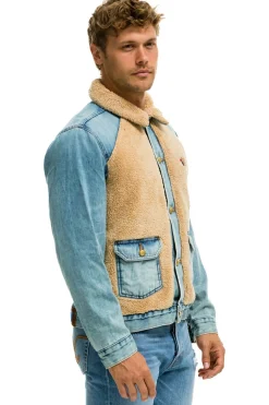 Denim | Denim | Aviator Nation ASPEN SHERPA UNISEX DENIM JACKET - VINTAGE WHEAT VINTAGEWHEAT