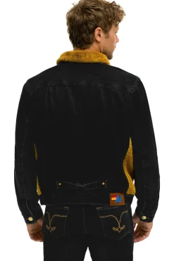 Denim | Denim | Aviator Nation ASPEN SHERPA UNISEX DENIM JACKET - BLACK HONEY BLACKHONEY