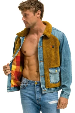 Denim | Denim | Aviator Nation ASPEN SHERPA UNISEX DENIM JACKET - MEDIUM VINTAGE MEDIUMVINTAGE
