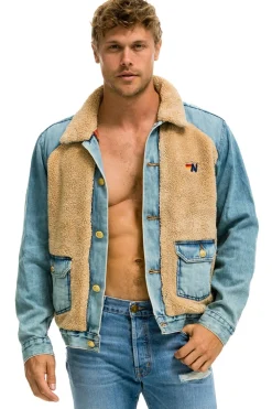 Denim | Denim | Aviator Nation ASPEN SHERPA UNISEX DENIM JACKET - VINTAGE WHEAT VINTAGEWHEAT