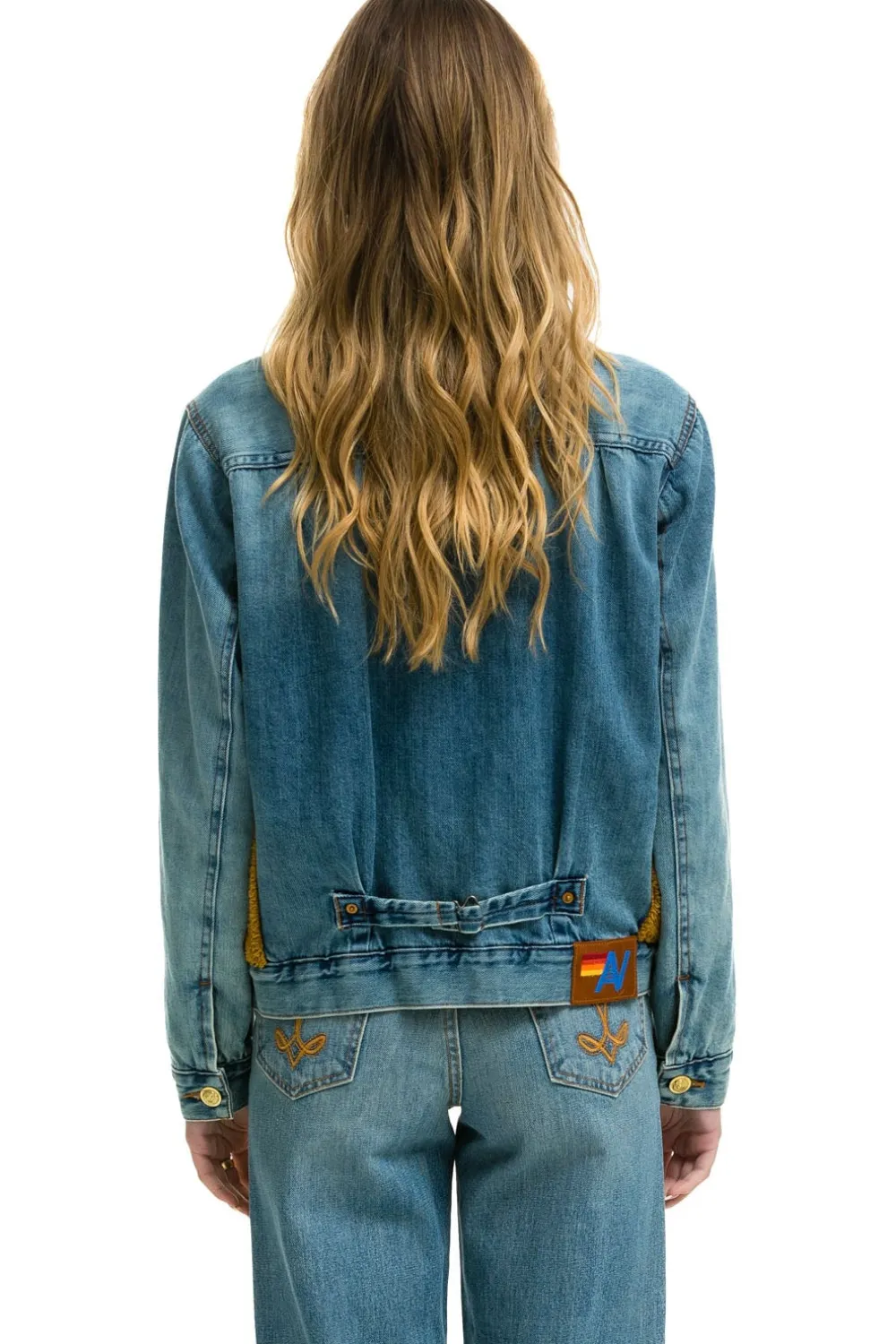 Denim | Denim | Aviator Nation ASPEN SHERPA UNISEX DENIM JACKET - MEDIUM VINTAGE MEDIUMVINTAGE