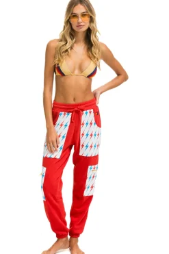 Sweatpants | Aviator Nation AVIATOR BOLT CARGO COLOR BLOCK SWEATPANTS - RED // USA RED//USA