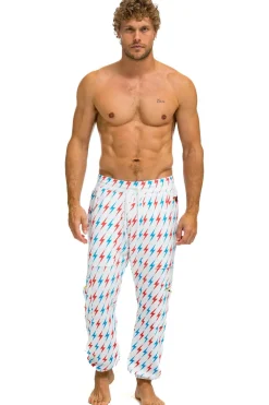 Sweatpants | Aviator Nation AVIATOR BOLT EMBROIDERY SWEATPANTS - WHITE // USA WHITE//USA