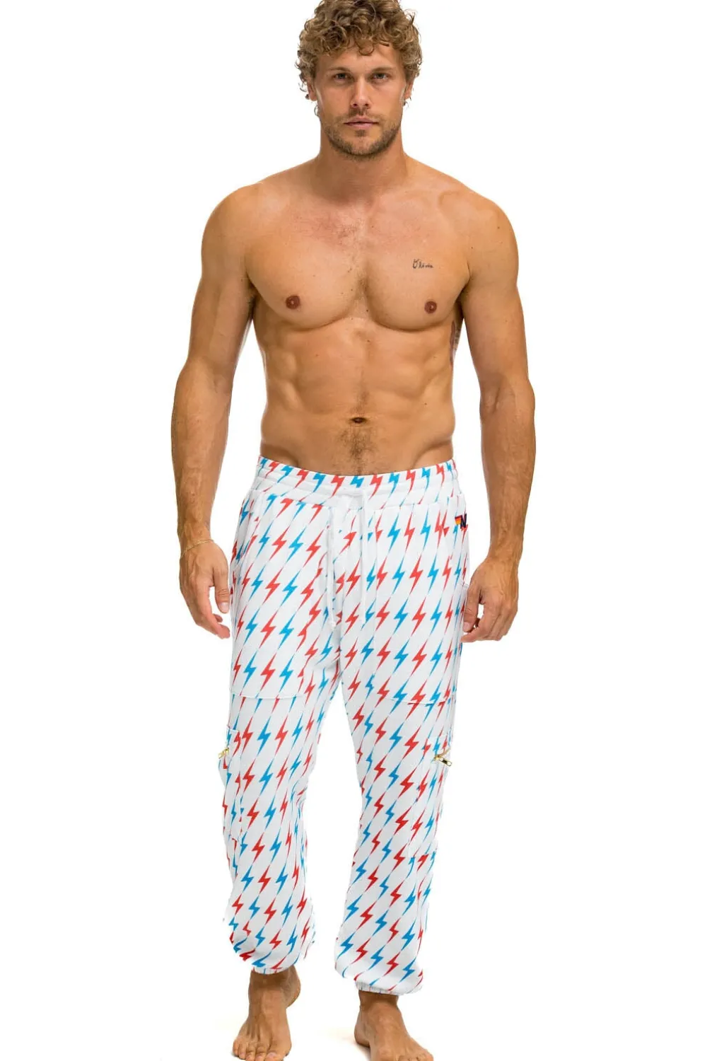 Sweatpants | Aviator Nation AVIATOR BOLT EMBROIDERY SWEATPANTS - WHITE // USA WHITE//USA
