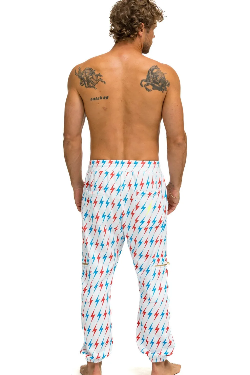 Sweatpants | Aviator Nation AVIATOR BOLT EMBROIDERY SWEATPANTS - WHITE // USA WHITE//USA