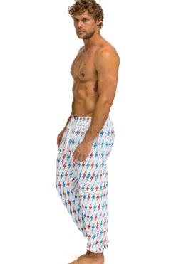 Sweatpants | Aviator Nation AVIATOR BOLT EMBROIDERY SWEATPANTS - WHITE // USA WHITE//USA