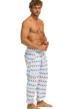 Sweatpants | Aviator Nation AVIATOR BOLT EMBROIDERY SWEATPANTS - WHITE // USA WHITE//USA