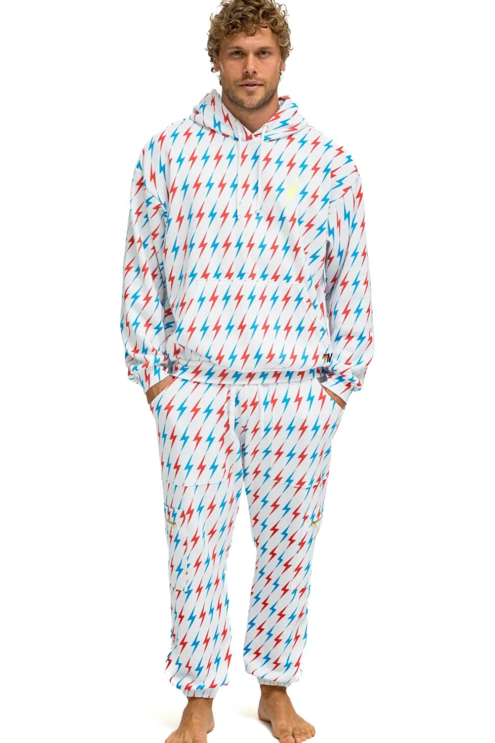 Sweatpants | Aviator Nation AVIATOR BOLT EMBROIDERY SWEATPANTS - WHITE // USA WHITE//USA