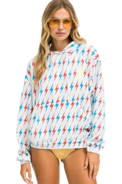 Hoodies | Hoodies | Aviator Nation AVIATOR BOLT W/ BOLT EMBROIDERY RELAXED PULLOVER HOODIE - WHITE // USA WHITE//USA