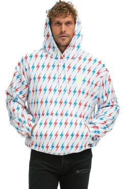 Hoodies | Hoodies | Aviator Nation AVIATOR BOLT W/ BOLT EMBROIDERY RELAXED PULLOVER HOODIE - WHITE // USA WHITE//USA