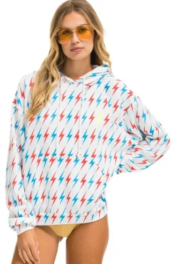 Hoodies | Hoodies | Aviator Nation AVIATOR BOLT W/ BOLT EMBROIDERY RELAXED PULLOVER HOODIE - WHITE // USA WHITE//USA