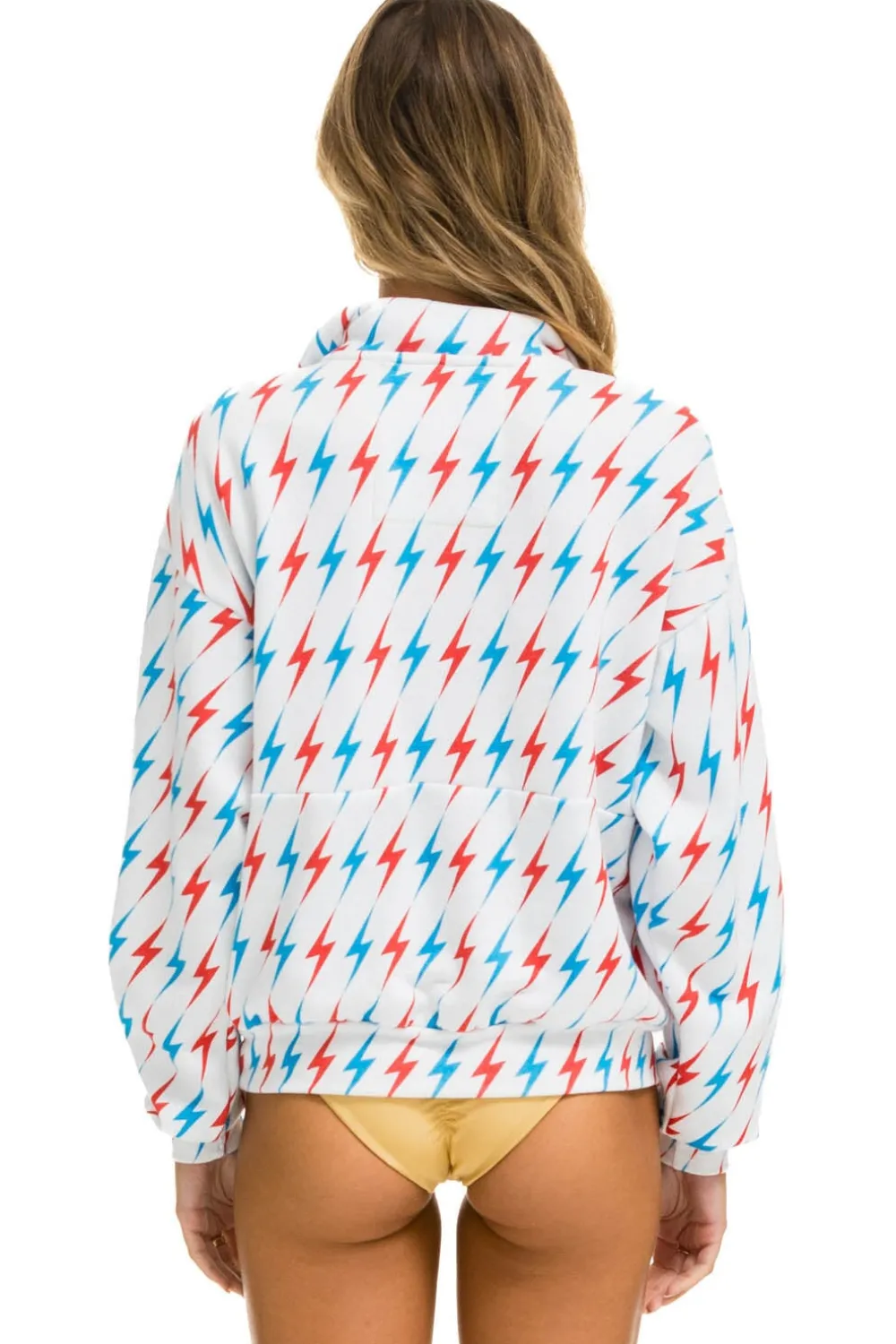 Hoodies | Hoodies | Aviator Nation AVIATOR BOLT W/ BOLT EMBROIDERY FLEECE HALF ZIP SWEATSHIRT - WHITE // USA WHITE//USA
