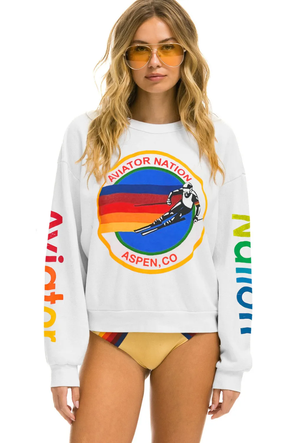 Sweatshirts | Sweatshirts | Aviator Nation ASPEN RELAXED CREW SWEATSHIRT - WHITE
