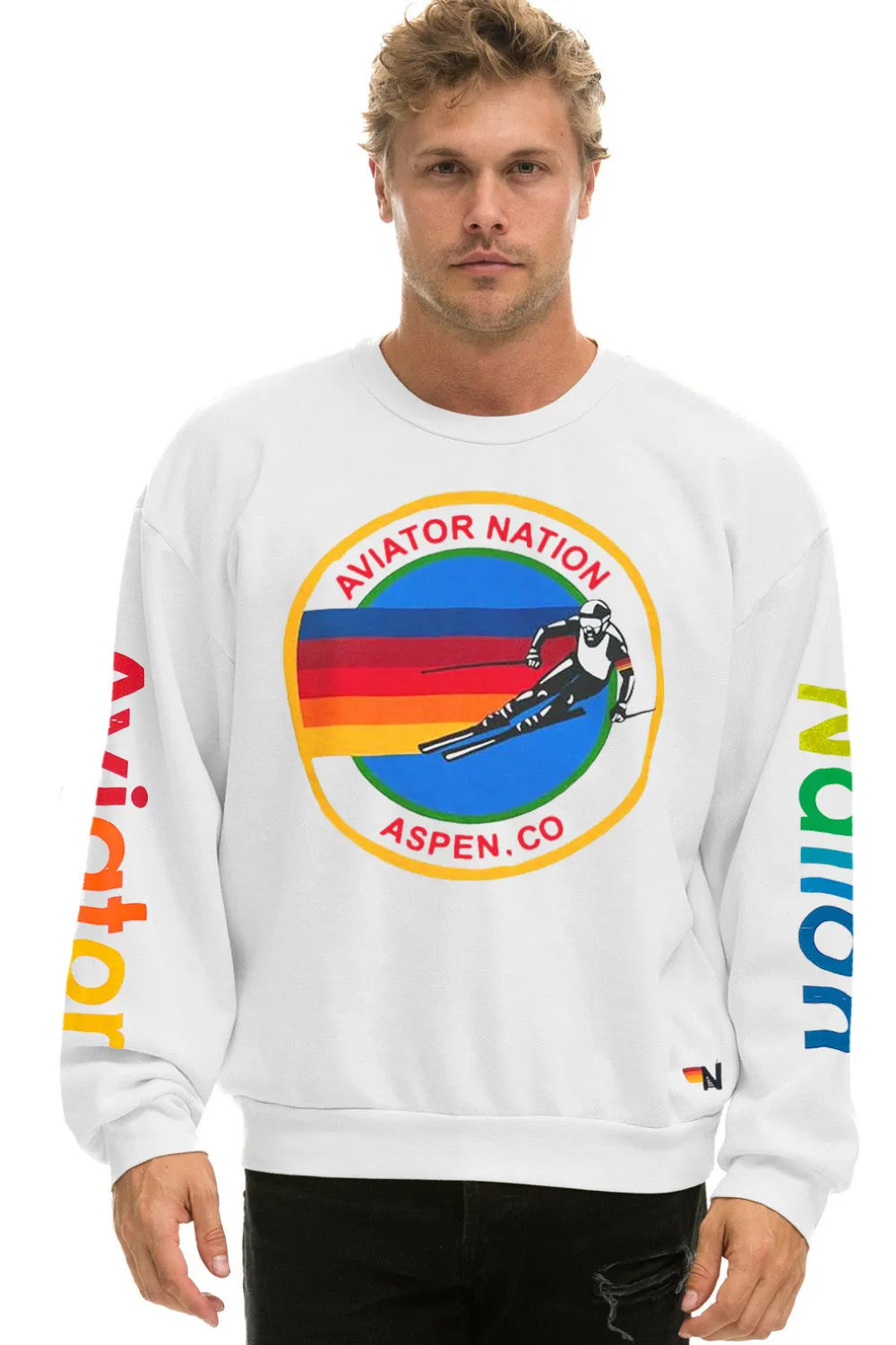 Sweatshirts | Sweatshirts | Aviator Nation ASPEN RELAXED CREW SWEATSHIRT - WHITE