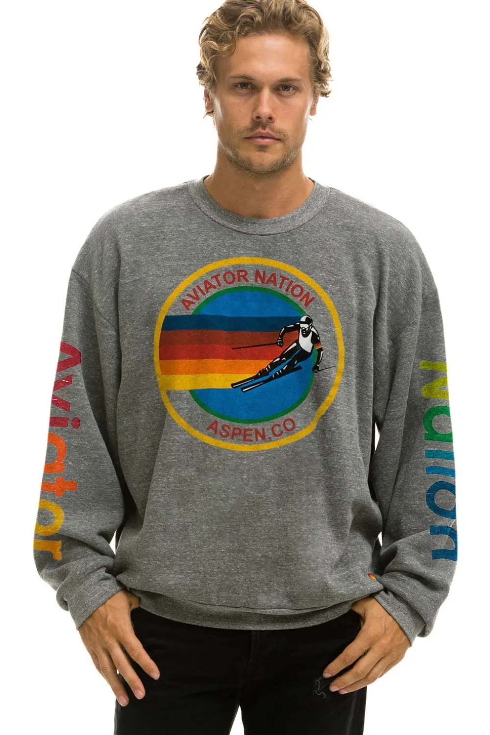 Sweatshirts | Sweatshirts | Aviator Nation ASPEN RELAXED CREW SWEATSHIRT - HEATHER GREY HEATHERGREY