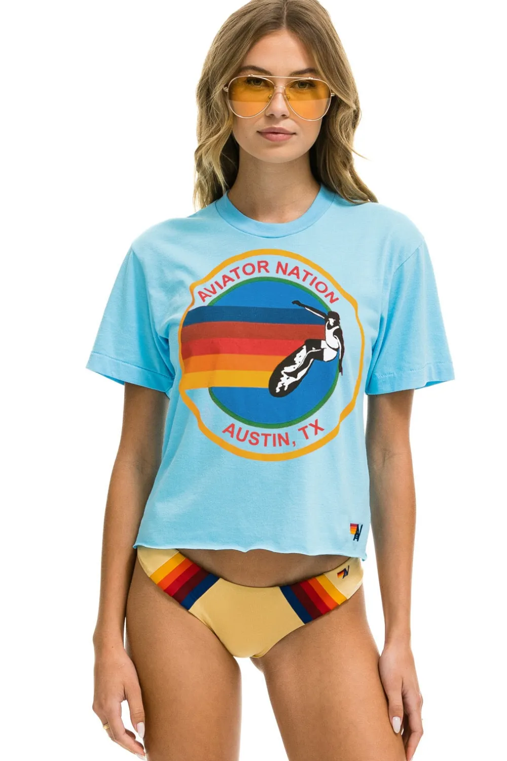 Boyfriend Tees | Aviator Nation AUSTIN BOYFRIEND TEE - SKY
