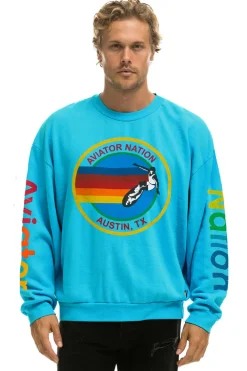 Sweatshirts | Sweatshirts | Aviator Nation AUSTIN RELAXED CREW SWEATSHIRT - NEON BLUE NEONBLUE