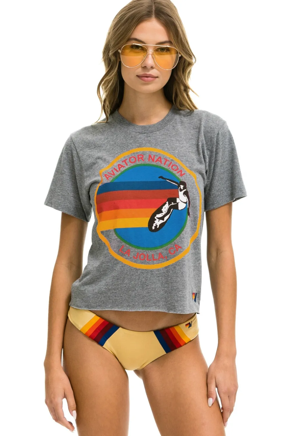 Boyfriend Tees | Aviator Nation HAIGHT ASHBURY BOYFRIEND TEE - HEATHER GREY HEATHERGREY
