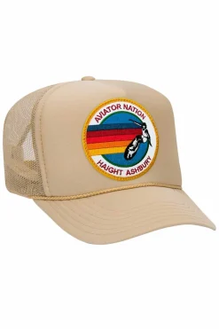 Trucker Hats | Trucker Hats | Aviator Nation HAIGHT ASHBURY TRUCKER HAT sick!Allofourproductsgothroughanintensebreaking-downprocessthatgivesthemavintagefeelyou'lllovebecauseit'sbrokeninfromdayoneofwearingit.Allofourhatsareadjustable!