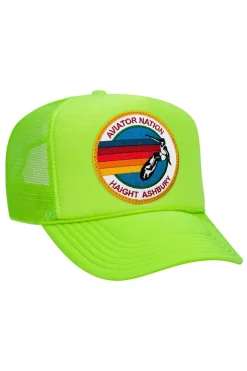 Trucker Hats | Trucker Hats | Aviator Nation HAIGHT ASHBURY TRUCKER HAT sick!Allofourproductsgothroughanintensebreaking-downprocessthatgivesthemavintagefeelyou'lllovebecauseit'sbrokeninfromdayoneofwearingit.Allofourhatsareadjustable!