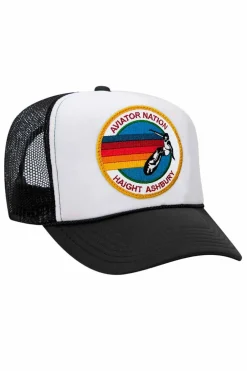 Trucker Hats | Trucker Hats | Aviator Nation HAIGHT ASHBURY TRUCKER HAT sick!Allofourproductsgothroughanintensebreaking-downprocessthatgivesthemavintagefeelyou'lllovebecauseit'sbrokeninfromdayoneofwearingit.Allofourhatsareadjustable!