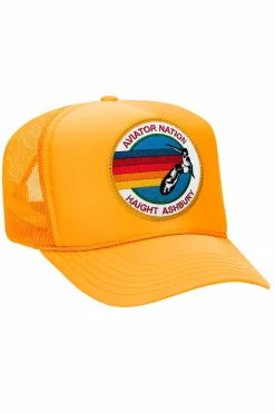 Trucker Hats | Trucker Hats | Aviator Nation HAIGHT ASHBURY TRUCKER HAT sick!Allofourproductsgothroughanintensebreaking-downprocessthatgivesthemavintagefeelyou'lllovebecauseit'sbrokeninfromdayoneofwearingit.Allofourhatsareadjustable!