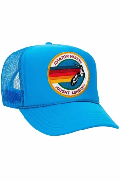 Trucker Hats | Trucker Hats | Aviator Nation HAIGHT ASHBURY TRUCKER HAT sick!Allofourproductsgothroughanintensebreaking-downprocessthatgivesthemavintagefeelyou'lllovebecauseit'sbrokeninfromdayoneofwearingit.Allofourhatsareadjustable!