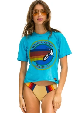 Boyfriend Tees | Aviator Nation MALIBU BOYFRIEND TEE - NEON BLUE NEONBLUE