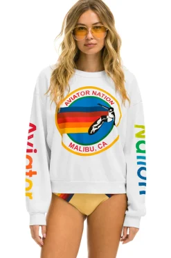 Sweatshirts | Sweatshirts | Aviator Nation MALIBU RELAXED CREW SWEATSHIRT - WHITE
