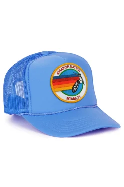 Trucker Hats | Trucker Hats | Aviator Nation MIAMI TRUCKER HAT sick!Allofourproductsgothroughanintensebreaking-downprocessthatgivesthemavintagefeelyou'lllovebecauseit'sbrokeninfromdayoneofwearingit.Allofourhatsareadjustable!
