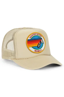 Trucker Hats | Trucker Hats | Aviator Nation MIAMI TRUCKER HAT sick!Allofourproductsgothroughanintensebreaking-downprocessthatgivesthemavintagefeelyou'lllovebecauseit'sbrokeninfromdayoneofwearingit.Allofourhatsareadjustable!