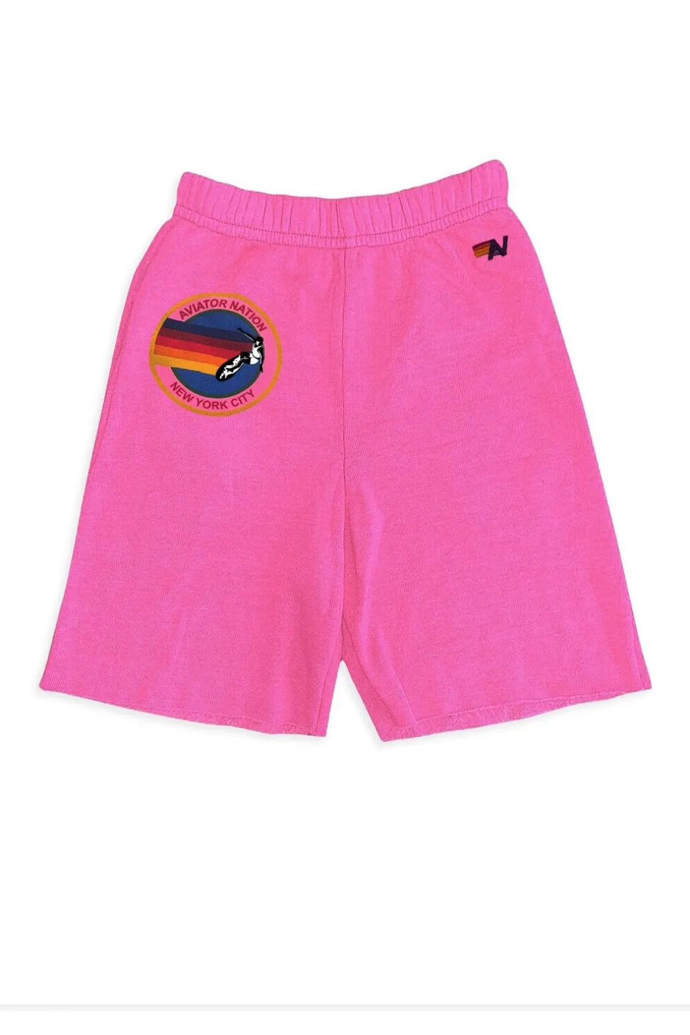 Kid's Shorts | Aviator Nation NEW YORK CITY KIDS SWEATSHORTS - NEON PINK NEONPINK