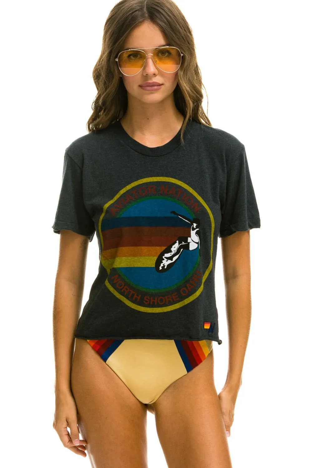 Boyfriend Tees | Aviator Nation NORTH SHORE BOYFRIEND TEE - CHARCOAL