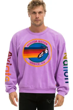 Sweatshirts | Sweatshirts | Aviator Nation RELAXED CREW SWEATSHIRT - NEON PURPLE NEONPURPLE