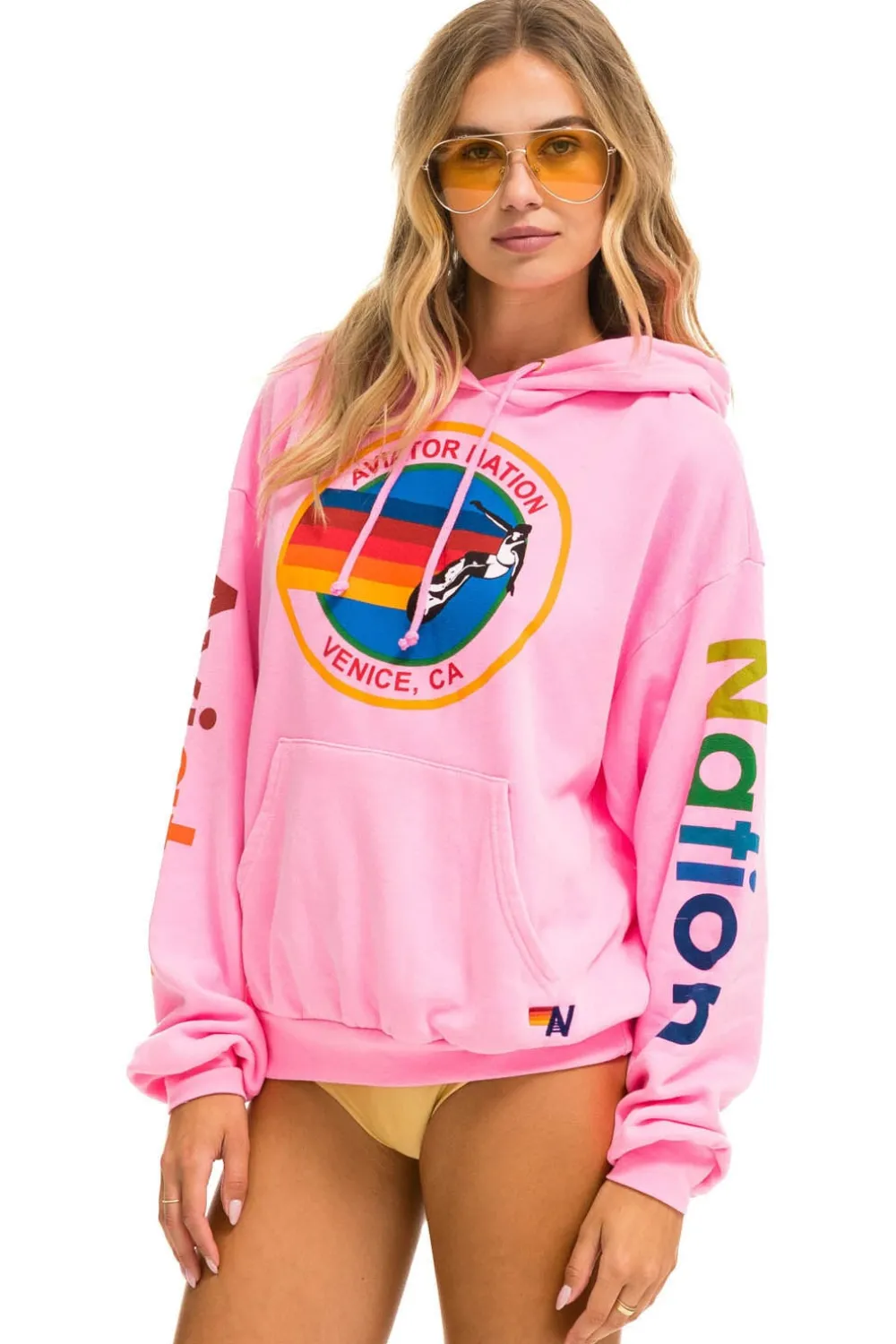 Hoodies | Hoodies | Aviator Nation RELAXED PULLOVER HOODIE - NEON PINK NEONPINK