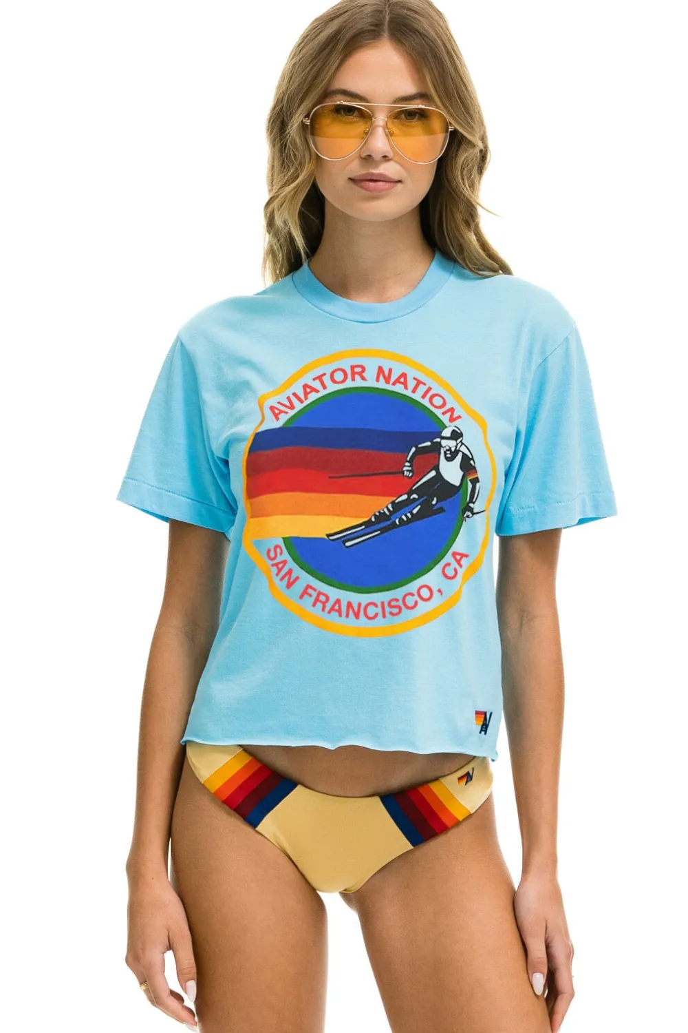 Boyfriend Tees | Aviator Nation SAN FRANCISCO BOYFRIEND TEE - SKY