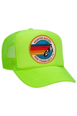 Trucker Hats | Trucker Hats | Aviator Nation SAN FRANCISCO TRUCKER HAT sick!Allofourproductsgothroughanintensebreaking-downprocessthatgivesthemavintagefeelyou'lllovebecauseit'sbrokeninfromdayoneofwearingit.Allofourhatsareadjustable!