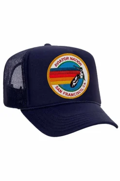 Trucker Hats | Trucker Hats | Aviator Nation SAN FRANCISCO TRUCKER HAT sick!Allofourproductsgothroughanintensebreaking-downprocessthatgivesthemavintagefeelyou'lllovebecauseit'sbrokeninfromdayoneofwearingit.Allofourhatsareadjustable!