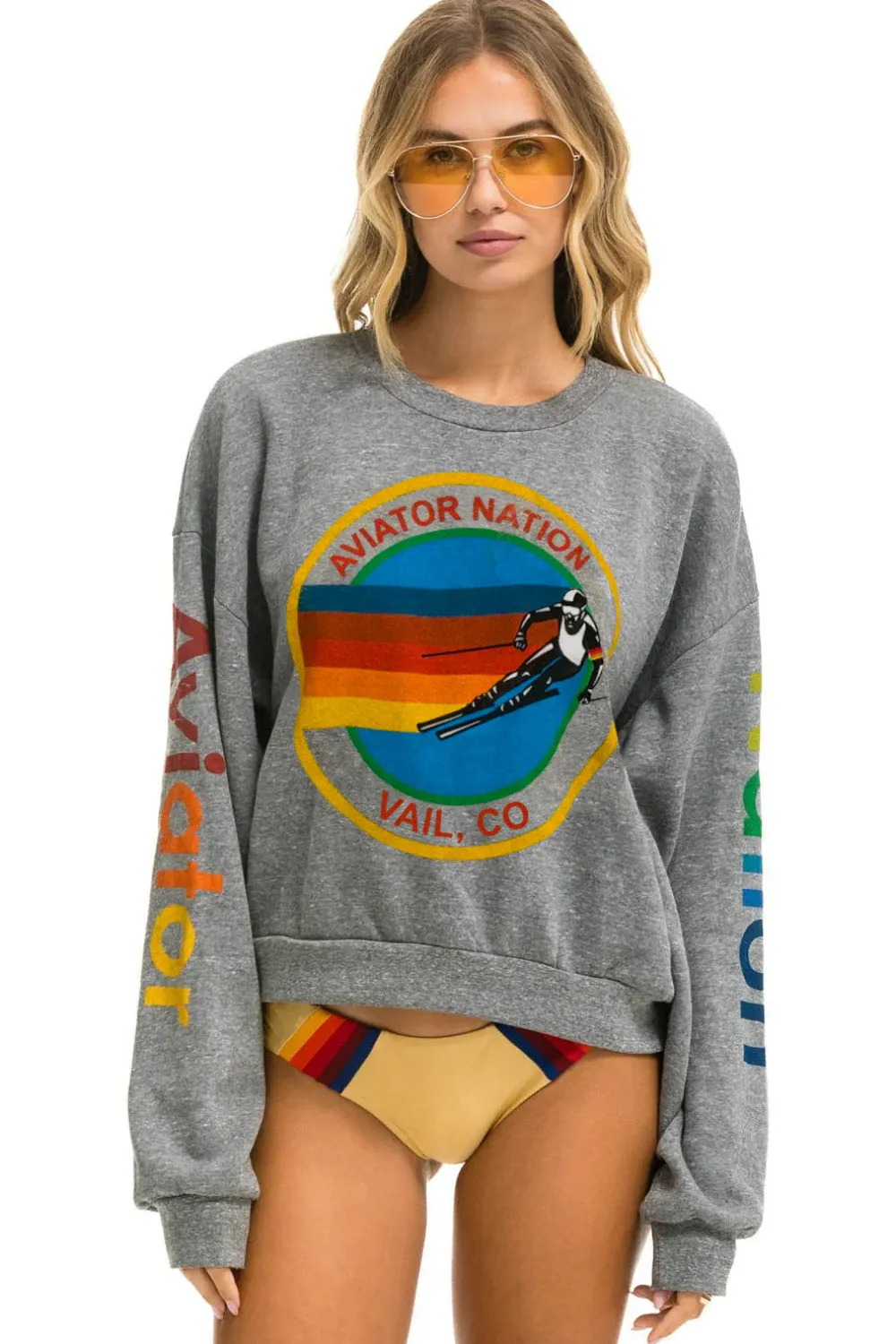 Sweatshirts | Sweatshirts | Aviator Nation VAIL RELAXED CREW SWEATSHIRT - HEATHER GREY HEATHERGREY