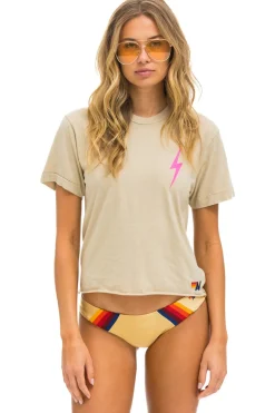 Boyfriend Tees | Tees | Aviator Nation BOLT 2 BOYFRIEND TEE - SAND // NEON PINK SAND//NEONPINK