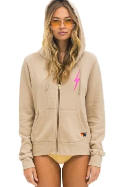 Hoodies | Hoodies | Aviator Nation BOLT 2 HOODIE - SAND // NEON PINK SAND//NEONPINK