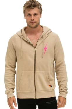 Hoodies | Hoodies | Aviator Nation BOLT 2 HOODIE - SAND //  NEON PINK SAND//NEONPINK