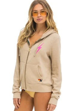 Hoodies | Hoodies | Aviator Nation BOLT 2 HOODIE - SAND // NEON PINK SAND//NEONPINK