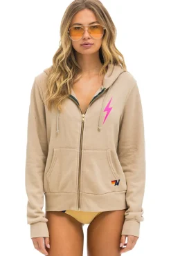 Hoodies | Hoodies | Aviator Nation BOLT 2 HOODIE - SAND // NEON PINK SAND//NEONPINK