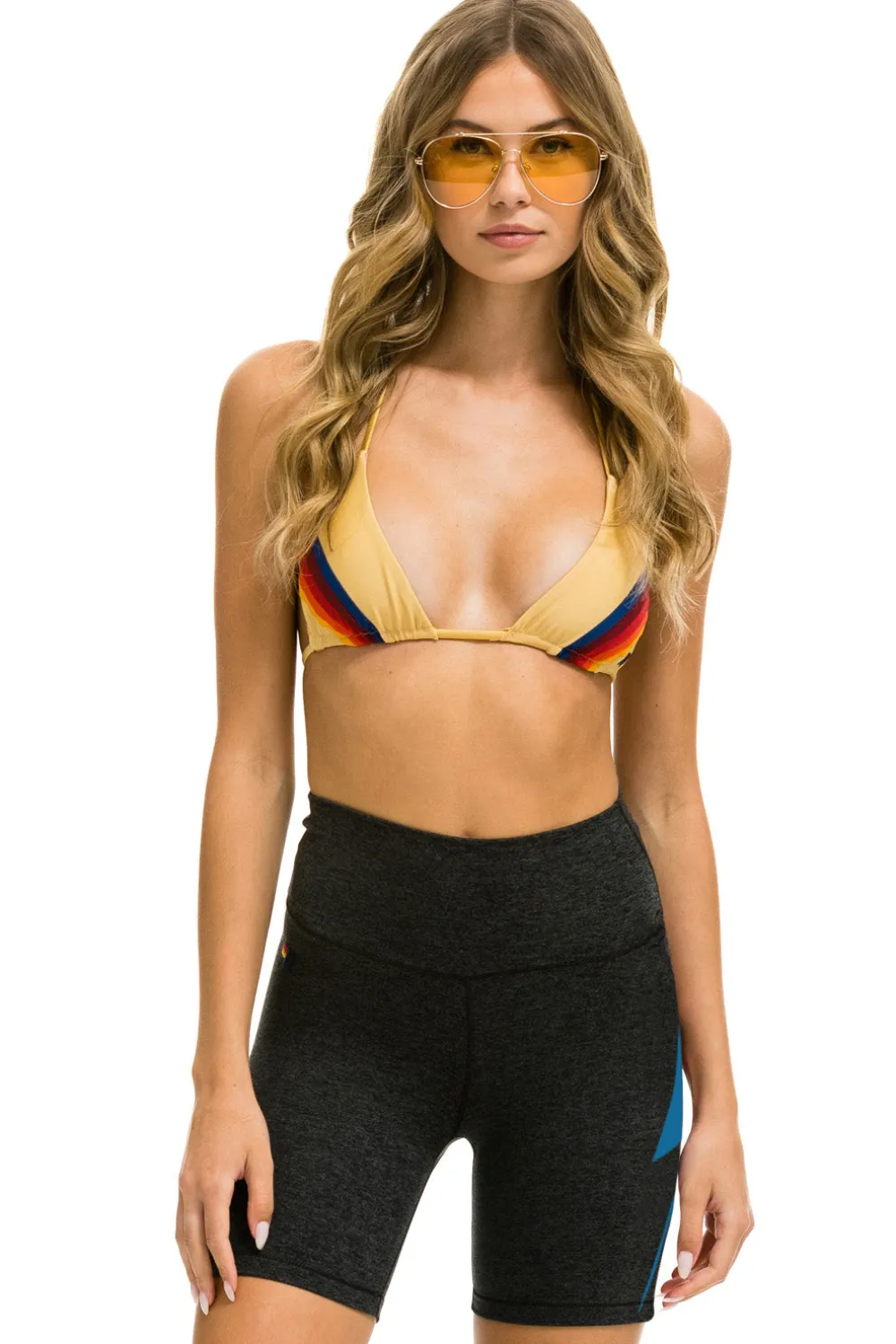 Activewear | Activewear | Aviator Nation BOLT 6 INCH HI-RISE BIKER SHORT - CHARCOAL // BLUE CHARCOAL//BLUE