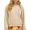 Sweatshirts | Sweatshirts | Aviator Nation BOLT 2 RELAXED CREW SWEATSHIRT - SAND // NEON PINK SAND//NEONPINK
