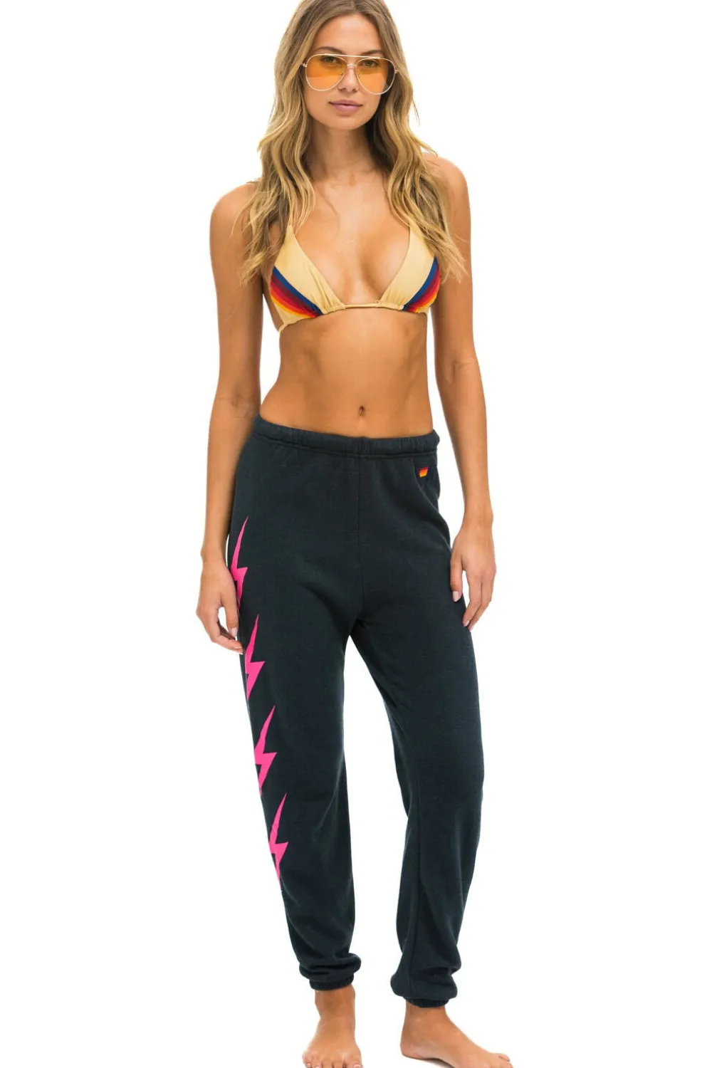 Sweatpants | Aviator Nation BOLT 4 SWEATPANTS - CHARCOAL // NEON PINK CHARCOAL//NEONPINK