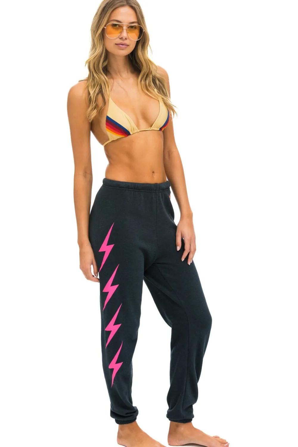 Sweatpants | Aviator Nation BOLT 4 SWEATPANTS - CHARCOAL // NEON PINK CHARCOAL//NEONPINK